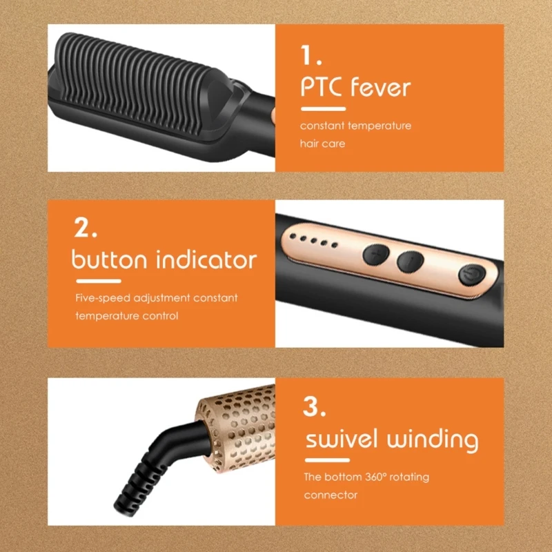 Hair Straightener Hair Straightening Brush Styling Comb with 5 Temp Settings Dropshipping 5