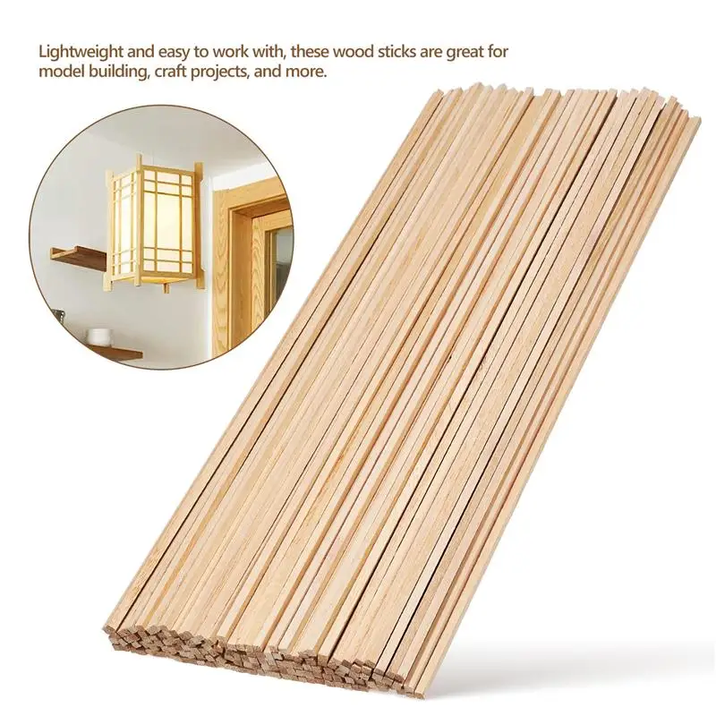 Wood Wooden Sticks Dowel Square Dowels Crafts Unfinished Craft Rods Strips  Rod Hardwood Pieces Balsa Diy Tags Painting