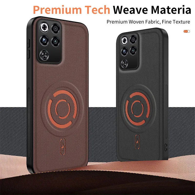 Fabric Leather Magnetic Shockproof Non-Slip Case with Full Camera Protection and Magsafe Compatibility