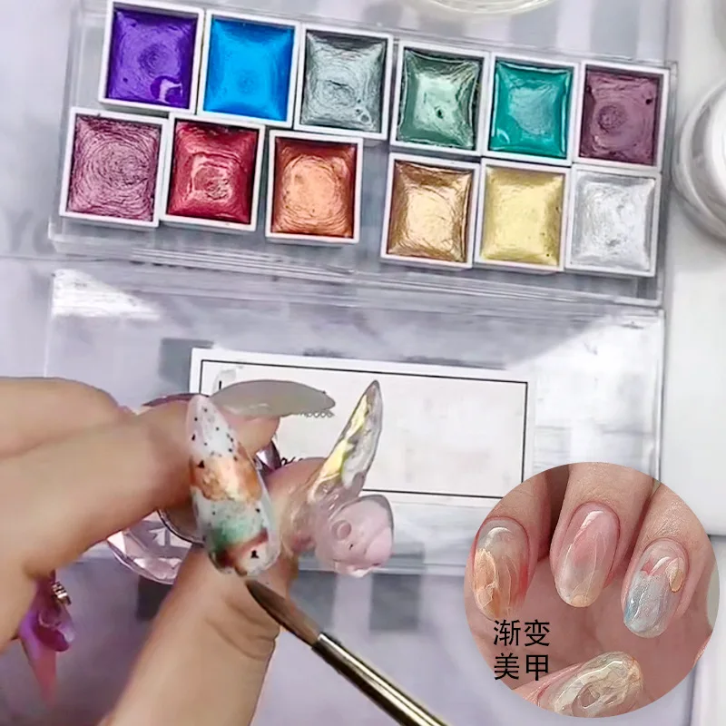 6/12 Colors Solid Watercolor Paint Set ,Metallic Macaron Shimmer Solid Pigment Professional Paint Drawing Art Supplies For Kids