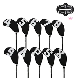 Premium Golf Iron Headcovers Set (4/10 Pieces) - High-End Diving Material Golf Accessory (Iron Black)