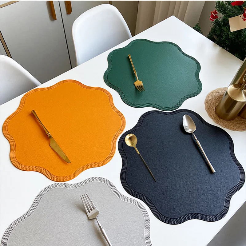 

Dining Table Mat Placemat Table Silicone Table Mat Carpet Substrate on the Table Jewelry Embossed Leather Placemats Circular