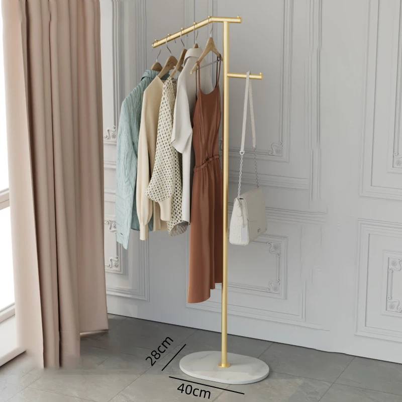 Entering Living Room Vertical Floor Standing Clothes Metal Rack Simple Storage for Bedroom Clothes Rack Bag and Scarf