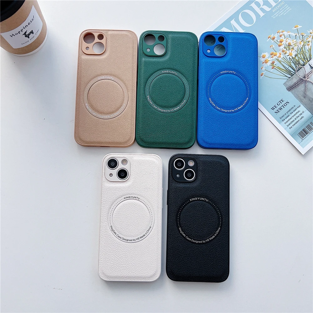 Luxury Business Leather Magnetic Phone Case For iPhone 13 Pro Max 12 11 For Magsafe Wireless Charging Shockproof Soft Back Cover iphone 12 pro max portable charger