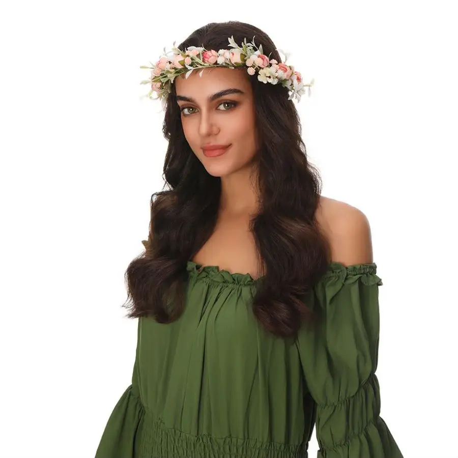 Girl Flower Wreaths Garland Crown Diadem Wedding Baroque Hairband hair flower Crown Bridal Headband Fairy Princess Hair Tiaras hair accessory hair headdress bridal headwear hair band crown