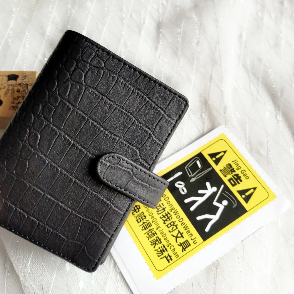  가죽 5 링, A8 미니 M5, 느슨한 잎 수첩 지갑, 휴대용 메모장, 의제 정리함, 소가죽 일기 주르