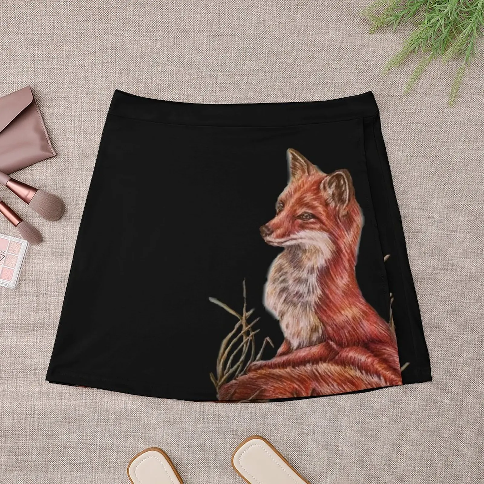 Red Fox Art Animal Drawing Mini Skirt kpop dresses summer woman 2023 skirt for woman