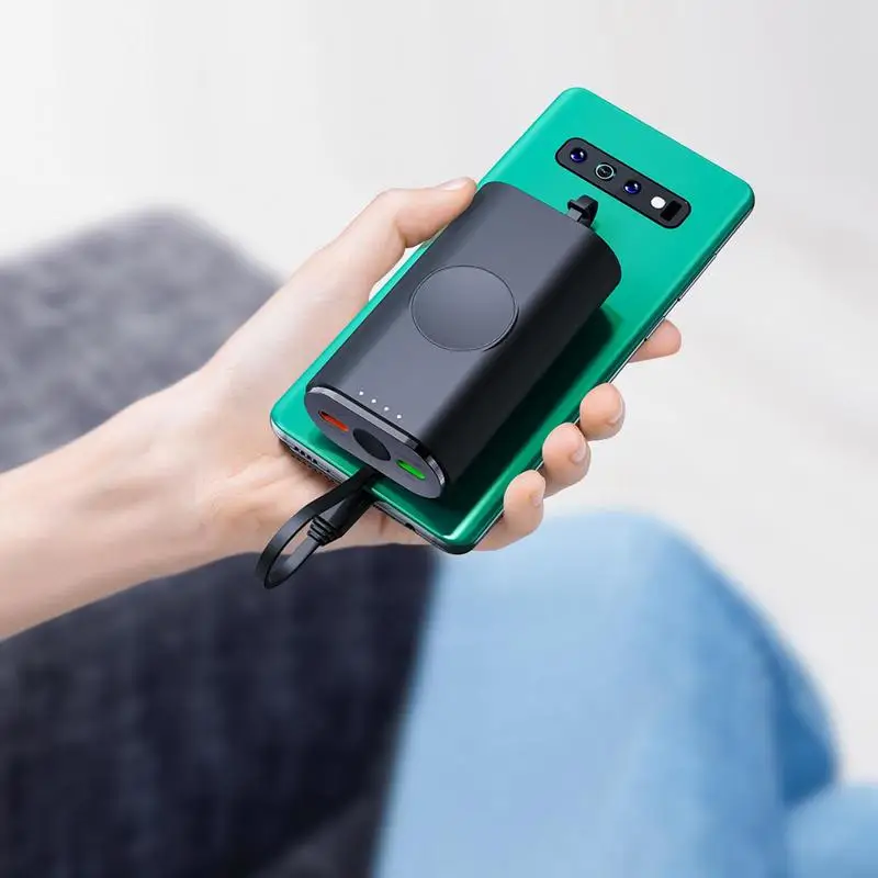 5000mAh Magnetic Wireless Charger For Samsung 2 In 1 Portable Watch Chargers USB Type C Fast Charging Station Dock Mobile