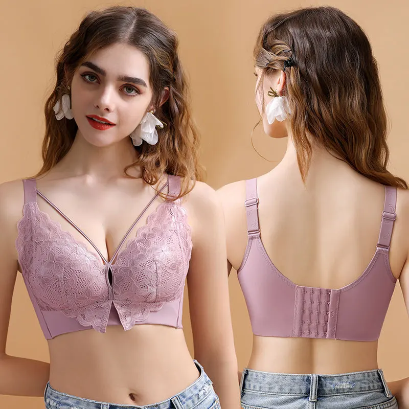 

Bras for Women Large Size Thin Full Cup Underwear Women's Wireless Push-up Adjustable Sexy Lace Bra CDE Cup Bras for Women