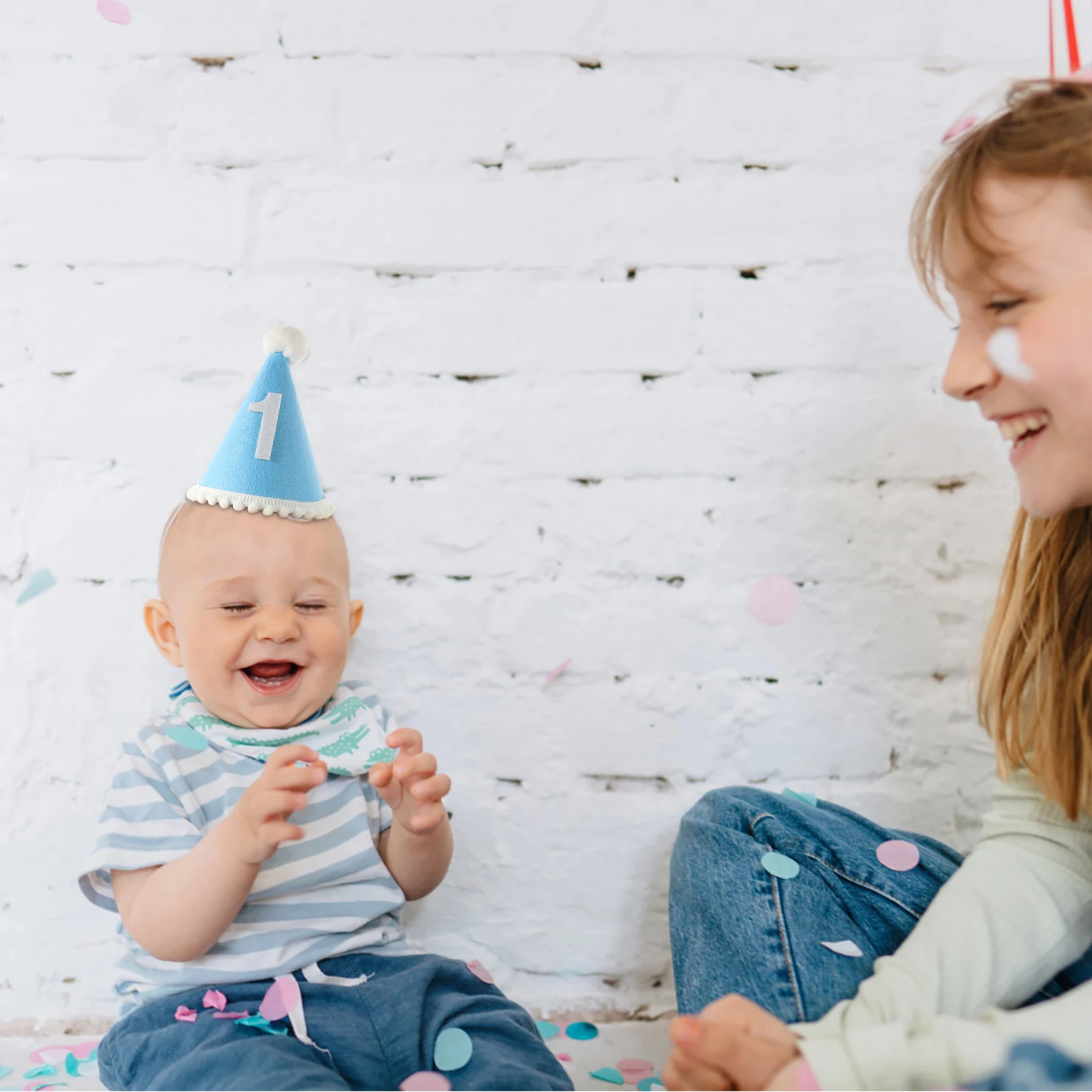 Chapeau D'Anniversaire 1er An Fille - Bandeau Lin, Diadème Mini, Accessoire Photo