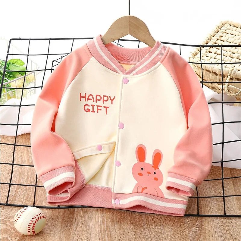 Children Padded Baseball Jacket Spring Autumn Outerwear Boys Girls Cartoon Fashion Coat Baby Casual Top Clothing
