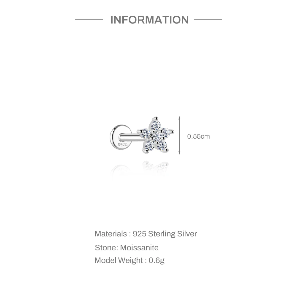 ROXI 1 Stück klassischer Wassertropfen/Augen Moissanit Piercing Flachkopf Faden Ohrring Damen 925 Sterling Silber Edlen Schmuck Geschenke – Detail 10