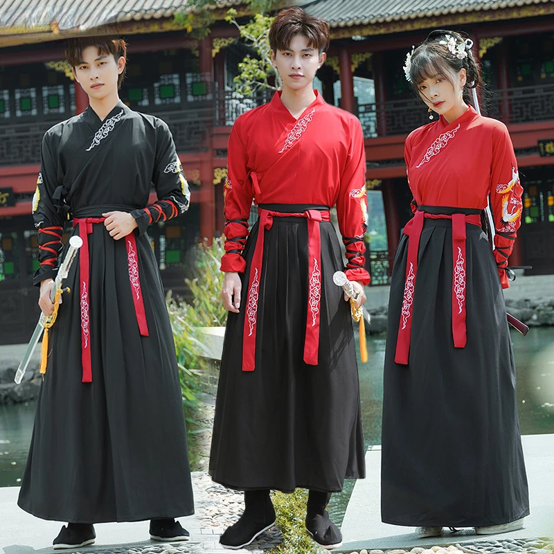 Ancient Han Dynasty Hanfu Dance Costumes Woman Men Chinese Traditional Swordsman Dress Cosplay Stage Costume Classical Clothing