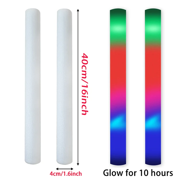 Foam Glow Sticks | Wholesale Glow Sticks | LED Foam Sticks | 12 PACK