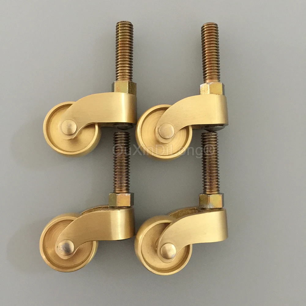 

HOT 4PCS Pure Brass European Furniture Casters Table Chair Sofa Bar Universal Rotation Wheels Durable Furniture Rollers Pulleys