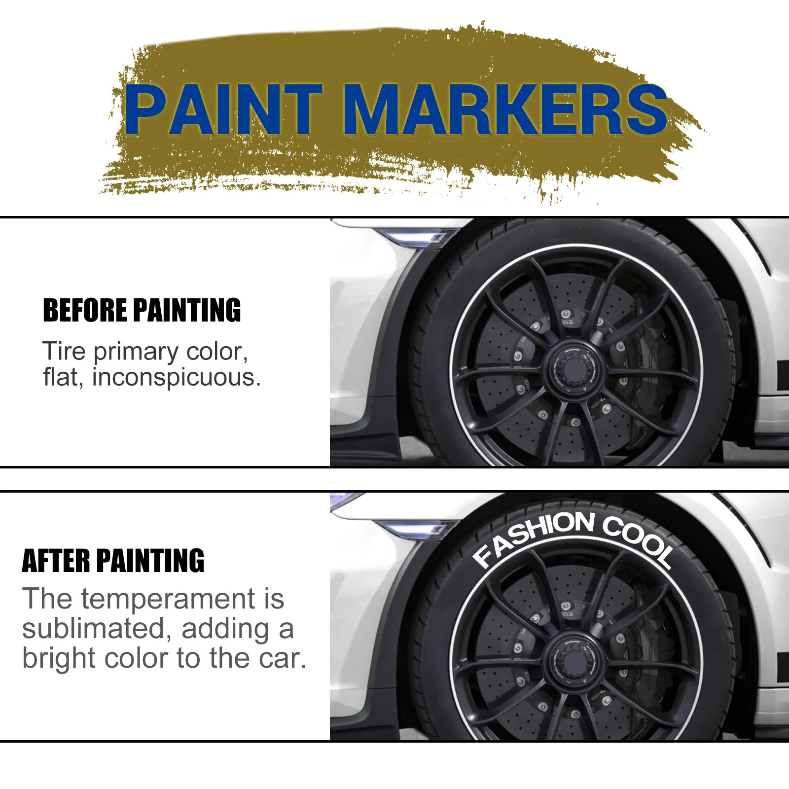 Tire Marker Pen 3pcs White Waterproof Quick-Dry Car Wheel Tire Permanent Oily Painting for DIY Graffiti Lettering