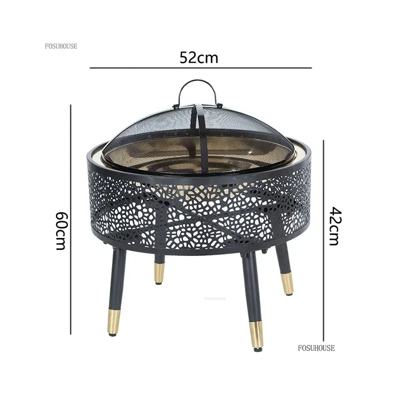 European Stainless Steel Fire Pits Household Indoor Charcoal Brazier Creative Smokeless Fire Pit Charcoal Stove Outdoor Heater