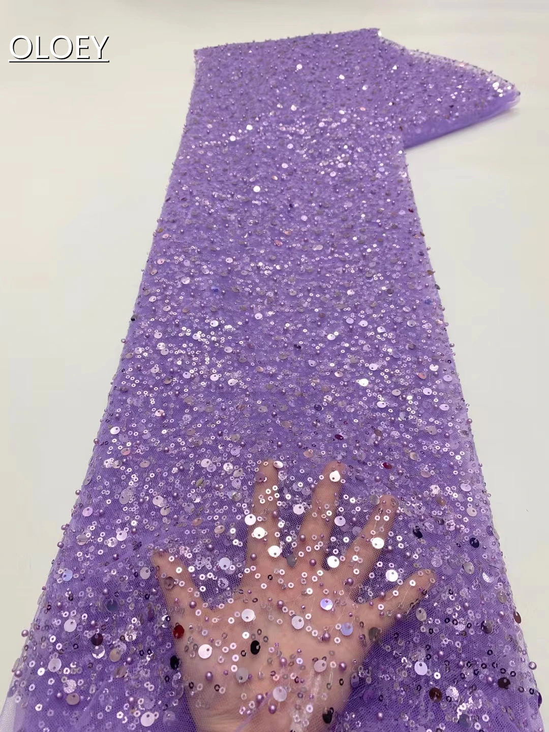 Sequins Jacquard Lace Fabric African Embroidery Beaded