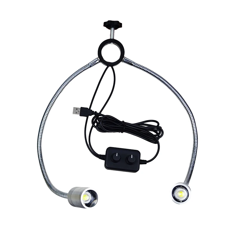 USB 듀얼 구스넥 조절식 LED 스포트라이트 조명기 램프, 기둥 트윈 구스넥 스테레오 현미경, 디지털 카메라, 25mm, 32mm