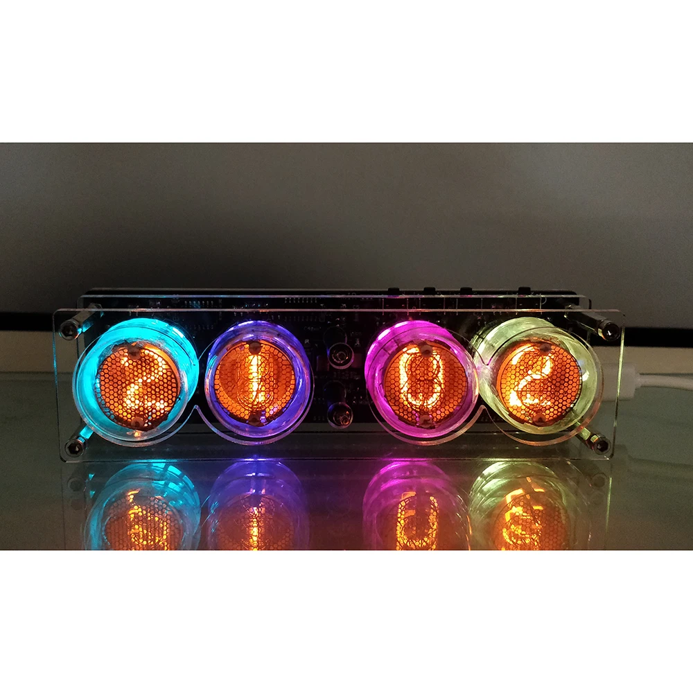 

4-bits Glow Tube Nixie Clock QS30-1 SZ3-1 Tube Advanced Version Remote Control LED Backlight Audio Accessories DC5V