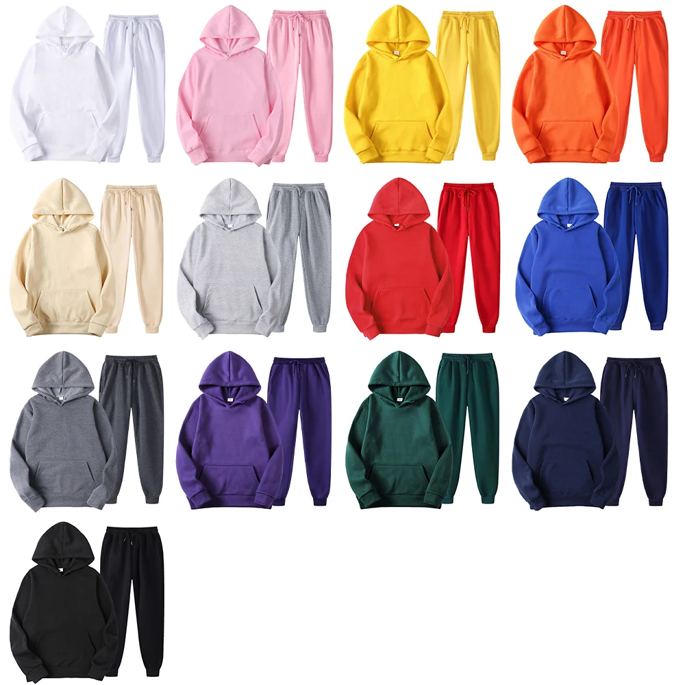 Blank Fleece Tracksuit Men Training Jogging Wear Wholesale Sweat Suits Men Activewear Hoodie And Jogger Set Conjunto Deportivo 2