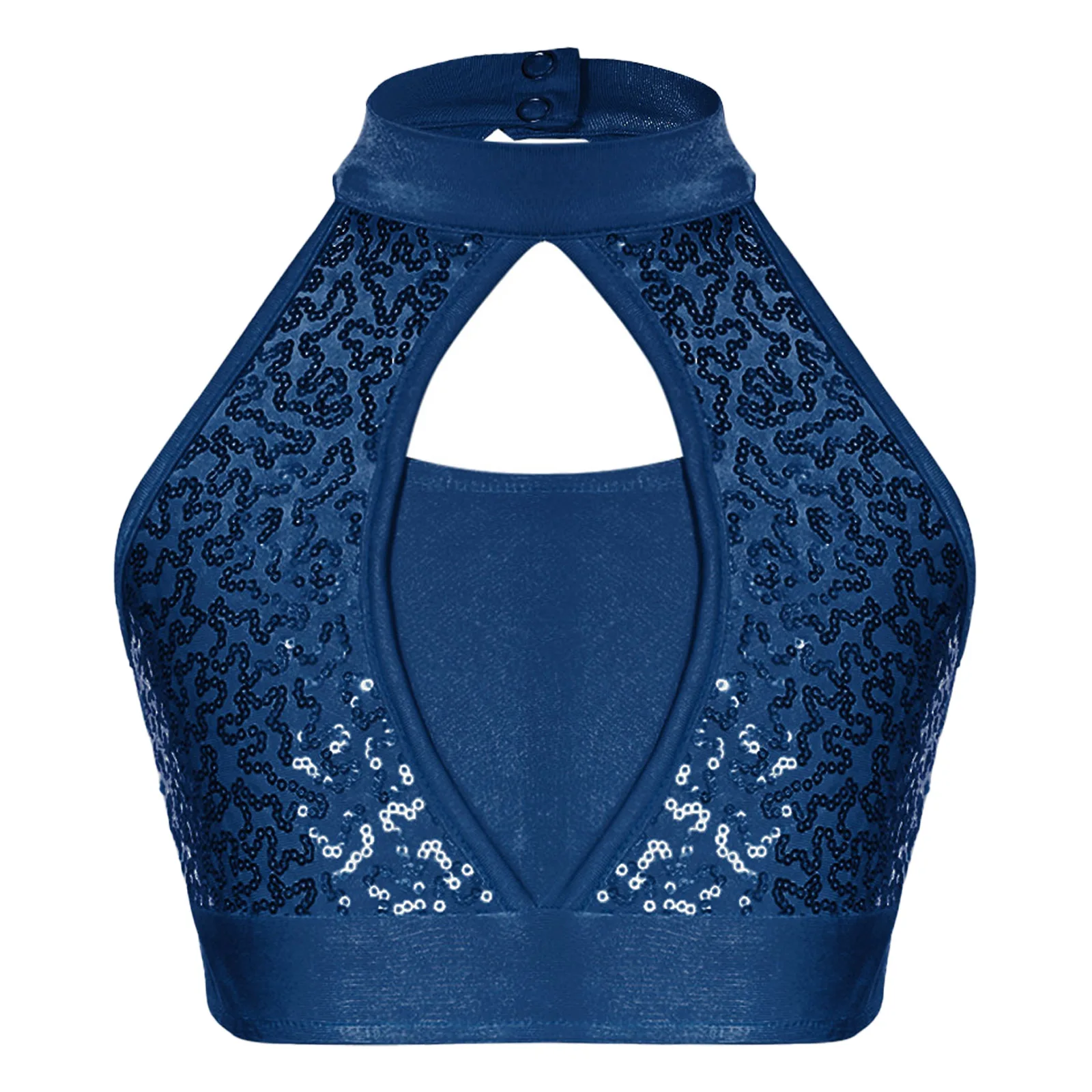 Children Glitter Sequins Tops Kids Girls Mock Neck Sleeveless Vest Crop Tanks for Jazz Dance Hiphop Clothes Performance Costume kids tops