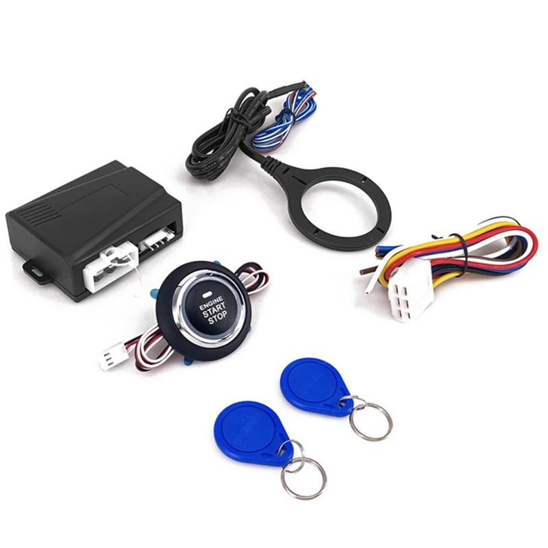 

2X RFID Car Alarm System Push Engine Start Stop Button Lock Ignition Immobilizer With Remote Keyless Go Entry System