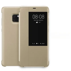 Premium Smart View Leather Flip Cover, Luxury Edition for Mate 20 X (Gold)