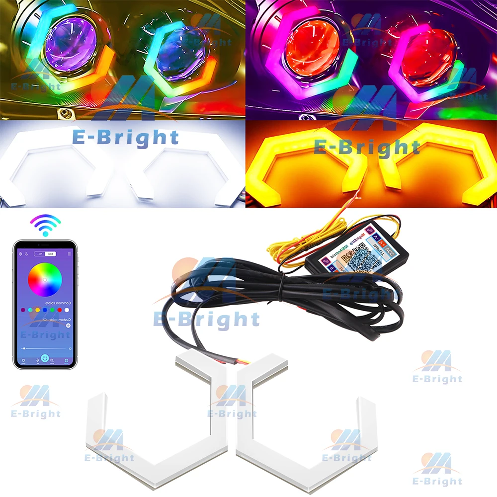 Clignotants LED Yeux D'ange Cœur – SRGB APP Bluetooth DRL, IP68, Universel