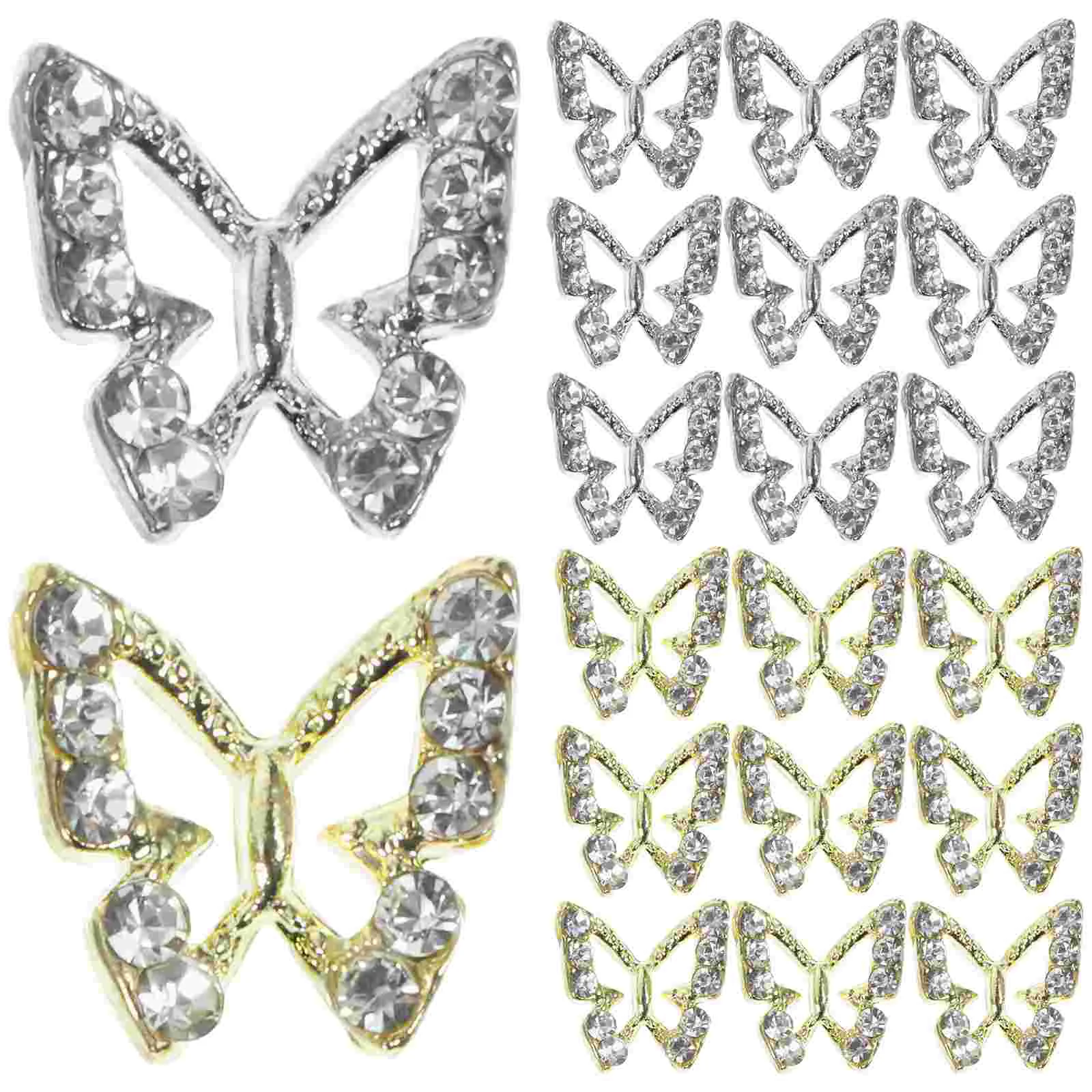 

Rhinestones for Nails Accessories Metal Mini Butterfly Three-dimensional Wearable Diamonds 40pcs Kit