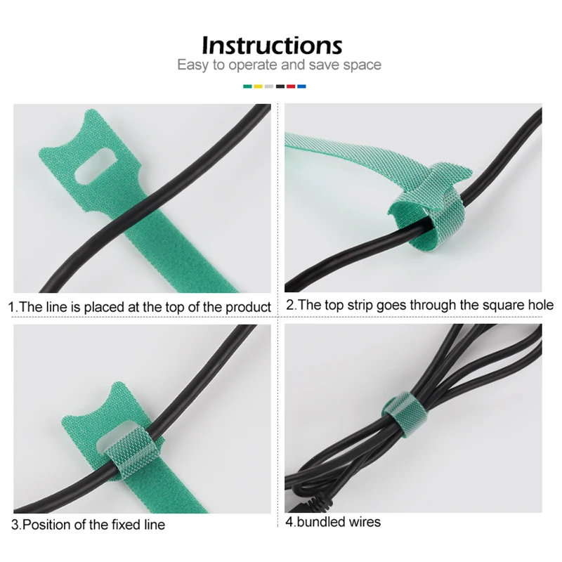 50/100PCS Releasable Cable Ties Colored Plastics Reusable Cable ties Nylon Loop Wrap Zip Bundle Ties T-type Cable Tie Wire