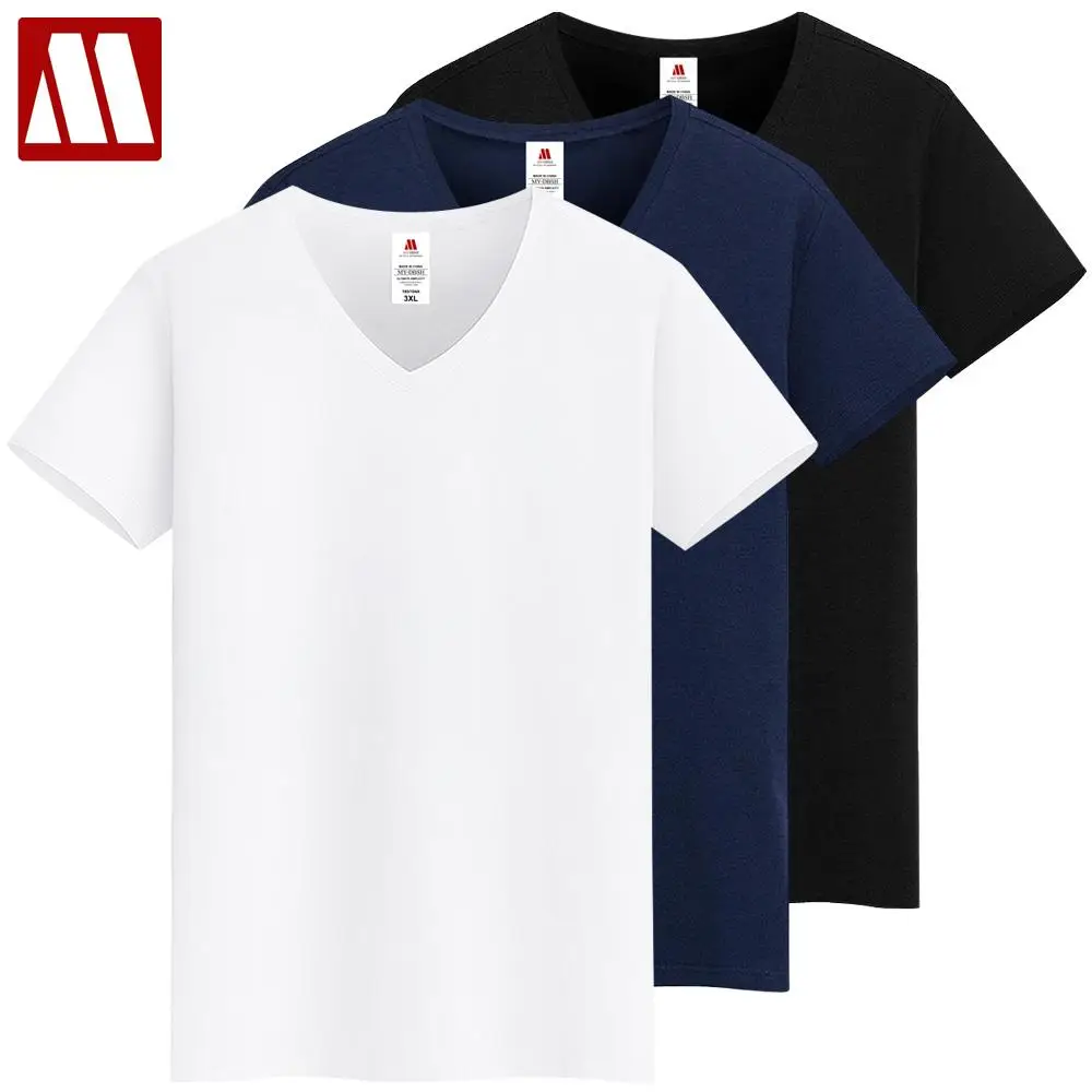 2024 New 3 Pieces/Lot Plus Size 5XL Basic Tees Unisex Summer Cotton T-shirts Short Sleeve Men's Tee Solid Clothes Man Clothing