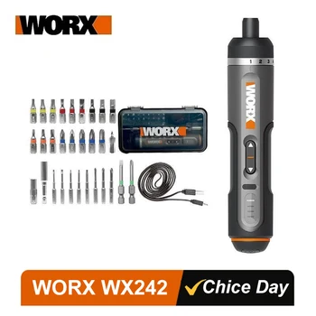 WORX WX242 4V Electrical Screwdriver Set, Smart Cordless Electric Screwdrivers, USB Rechargeable 30 Bit Set, Mini Drill Power Tools 1