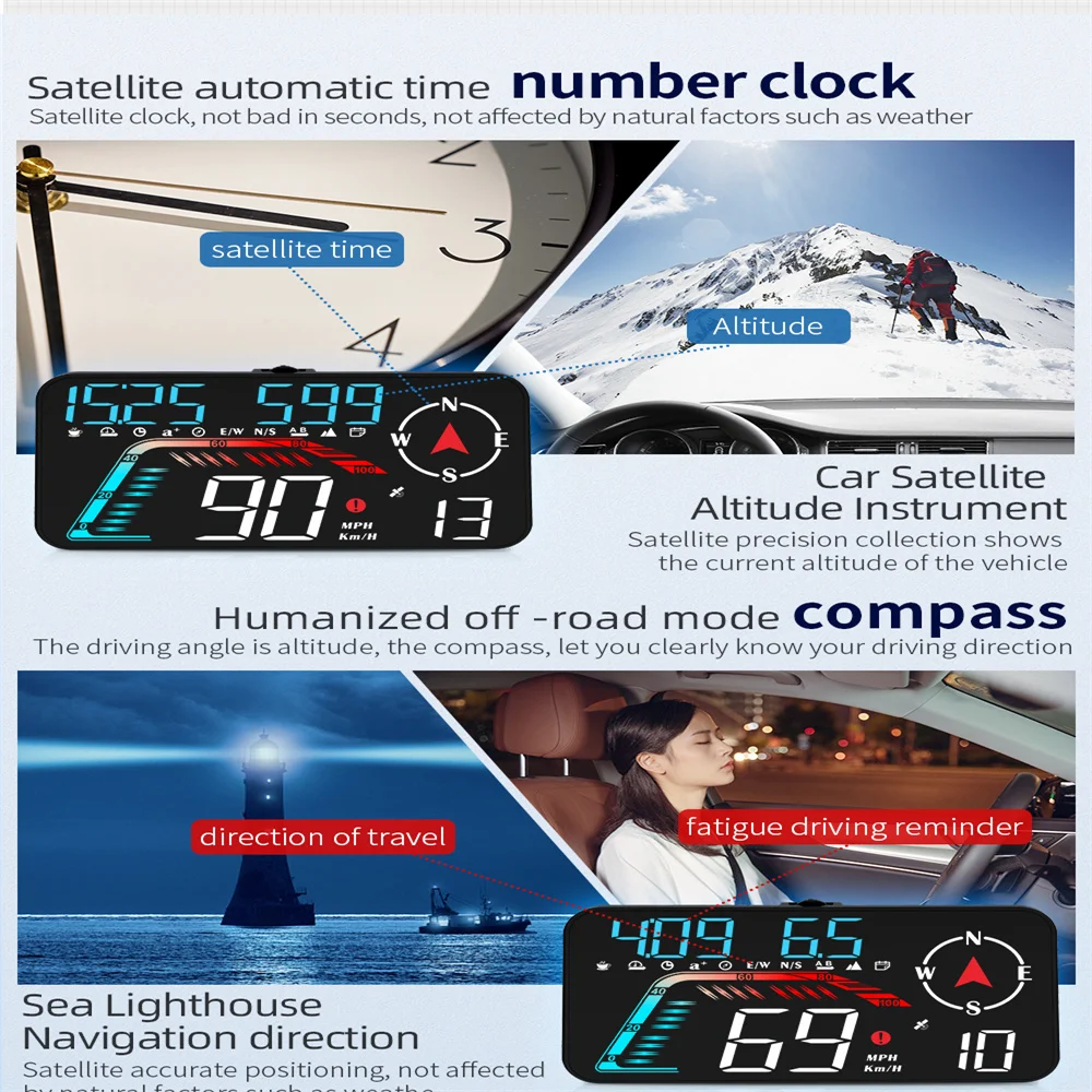 Geyiren G12 GPS HUD  ӵ ÷  ÷,   ū ۲, KMH MPH ϸ,  Ÿ ,  ÷
