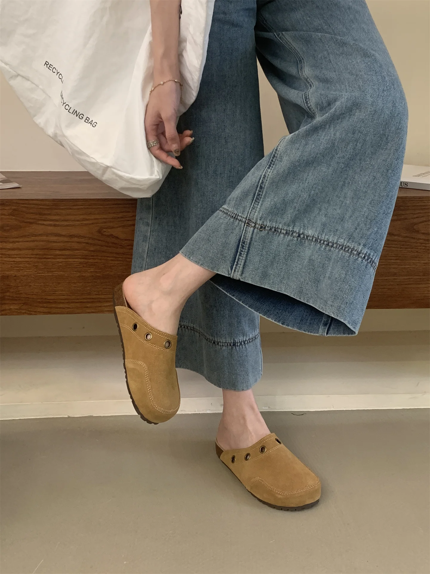 Suede Adjustable Strap Cork Footbed Mules For Women Arch Support_voghion.com
