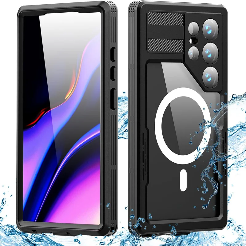 

Водонепроницаемый Жесткий Чехол IP68 для телефона Samsung Galaxy S24 Ultra S24 Plus с защитной магнитной крышкой для беспроводной зарядки