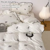 3pcs bow embroidery Bedding set ruffles Duvet Cover Set (1*Duvet Cover + 2*Pillowcase, Without Core)for bedroom guest room 4