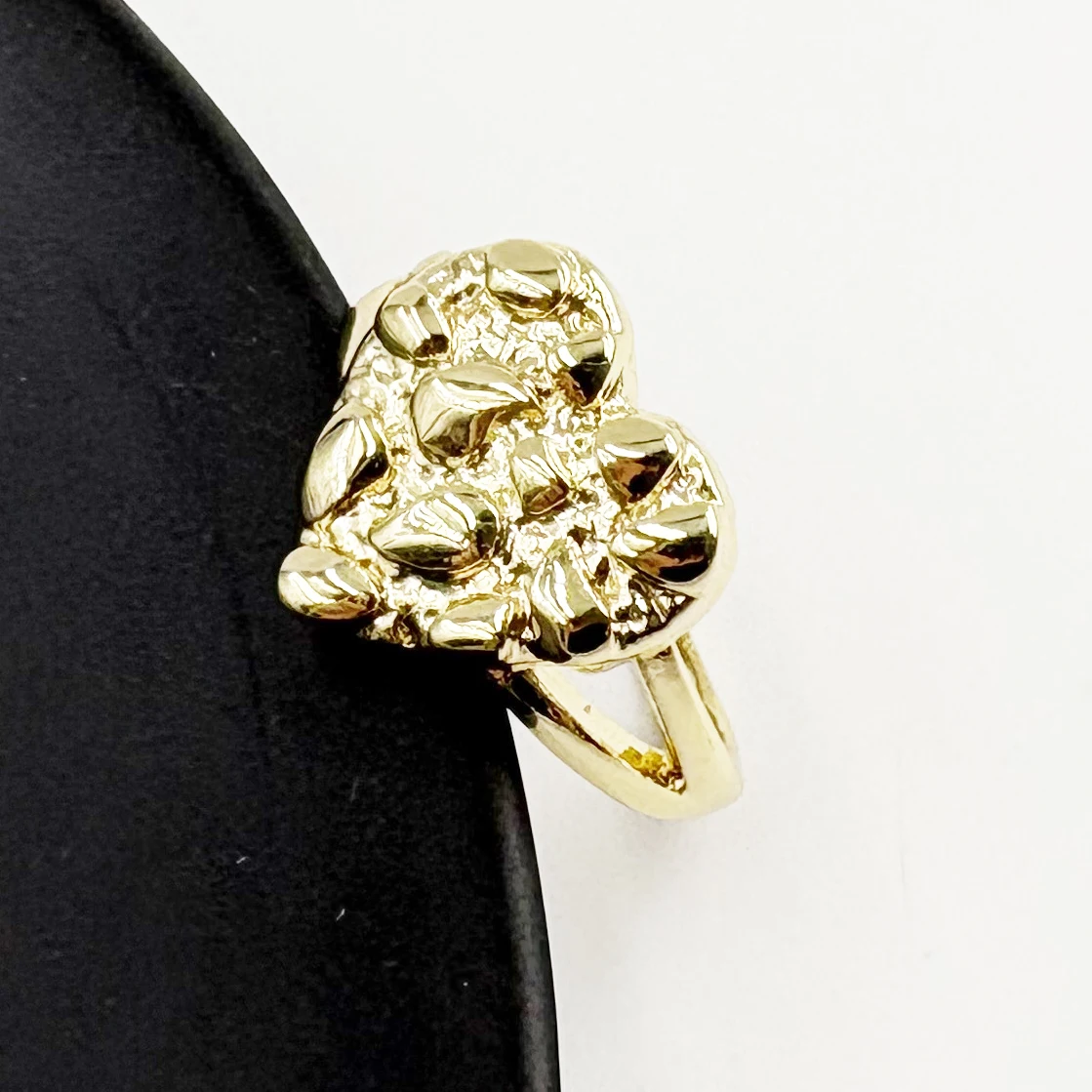 14mm Heart Shape Finger Ring for Women Hip Hop Style 14K Gold Plated Nugget Jewelry Gift for Girlfriend Valentine's Day 4