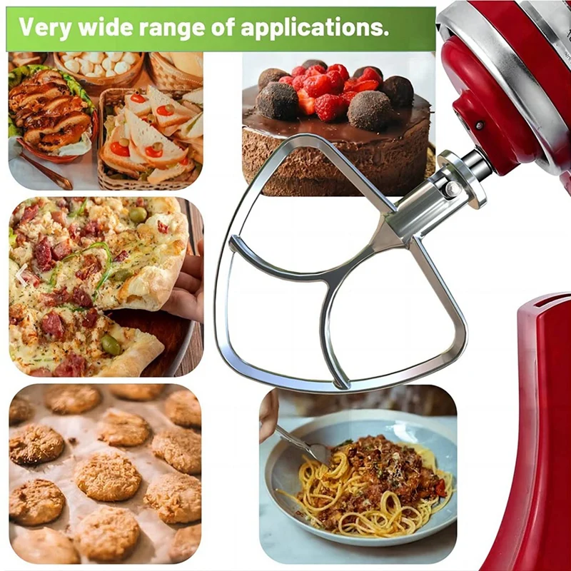 Stainless Steel Flat Beater 4.5-5 Quart For KitchenAid Tilt Head Stand Mixer Attachment Replacement Parts Washable Bowl