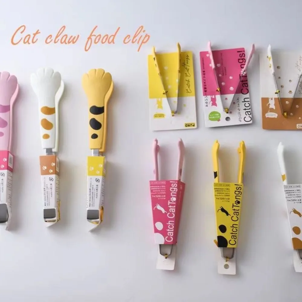 Japanese-style Cute Cat's Paw Stainless Steel Food Clip,Cheap Handling Stock Baking, Ramen Noodle Wrap,Dessert Tools,Barbecue
