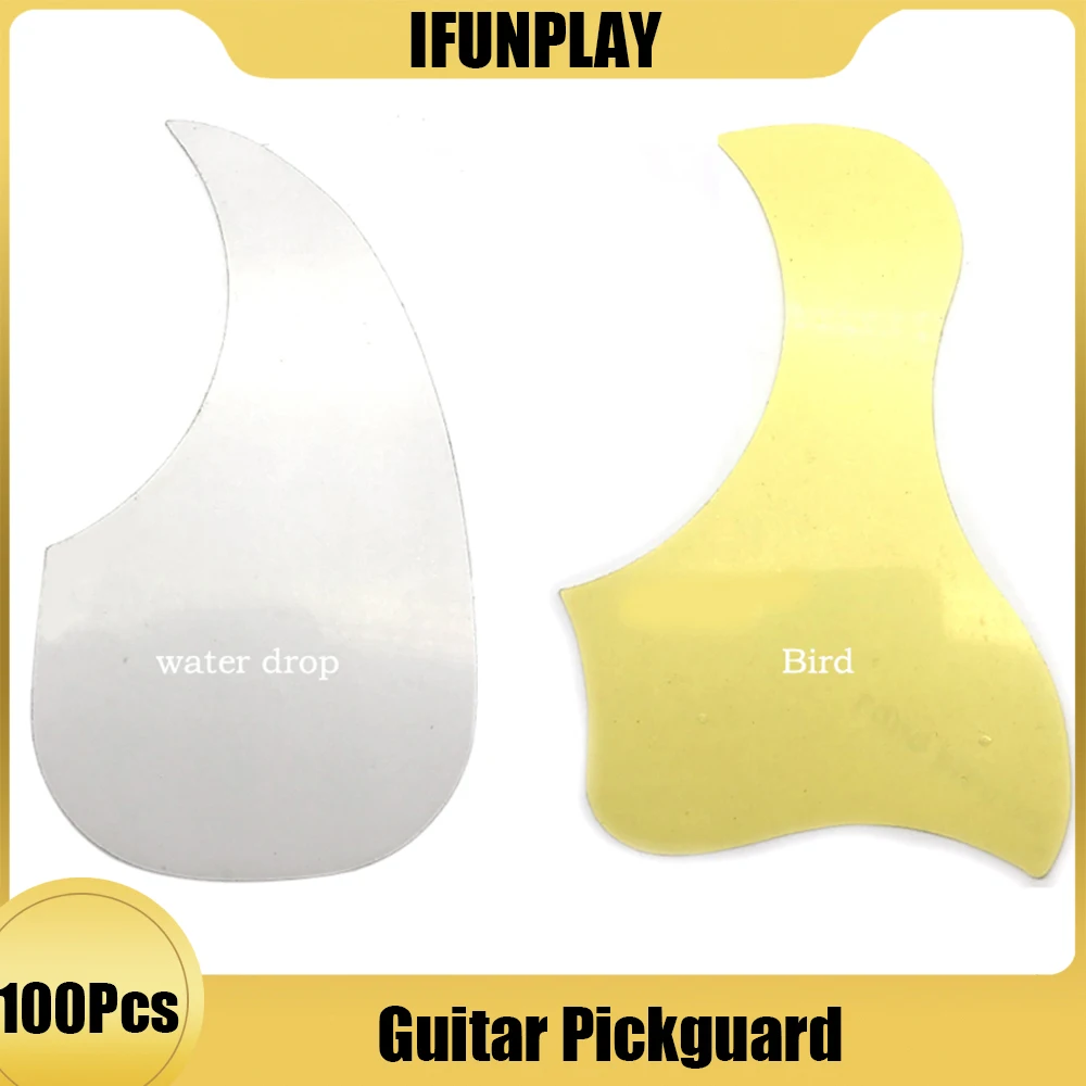 100 Pcs Transparent Acoustic Guitar Pickguard Pvc Droplet Or Bird Self