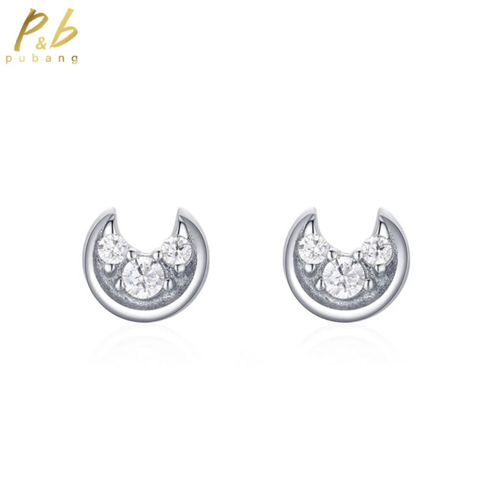 

PuBang Fine Jewelry Real 925 Sterling Silver VVS Gem High Carbon Diamond Simple Stud Earrings for Women Party Gift Drop Shipping