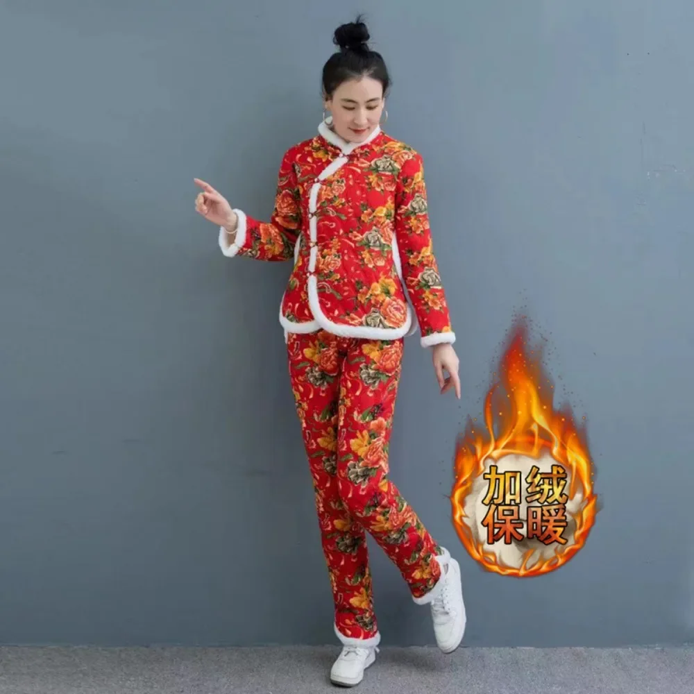 Traditional Ethnic Style Woman Clothing Fashion Clothes Winter Vintage Two Piece Set Women's Sets Chinese Clothes for Women