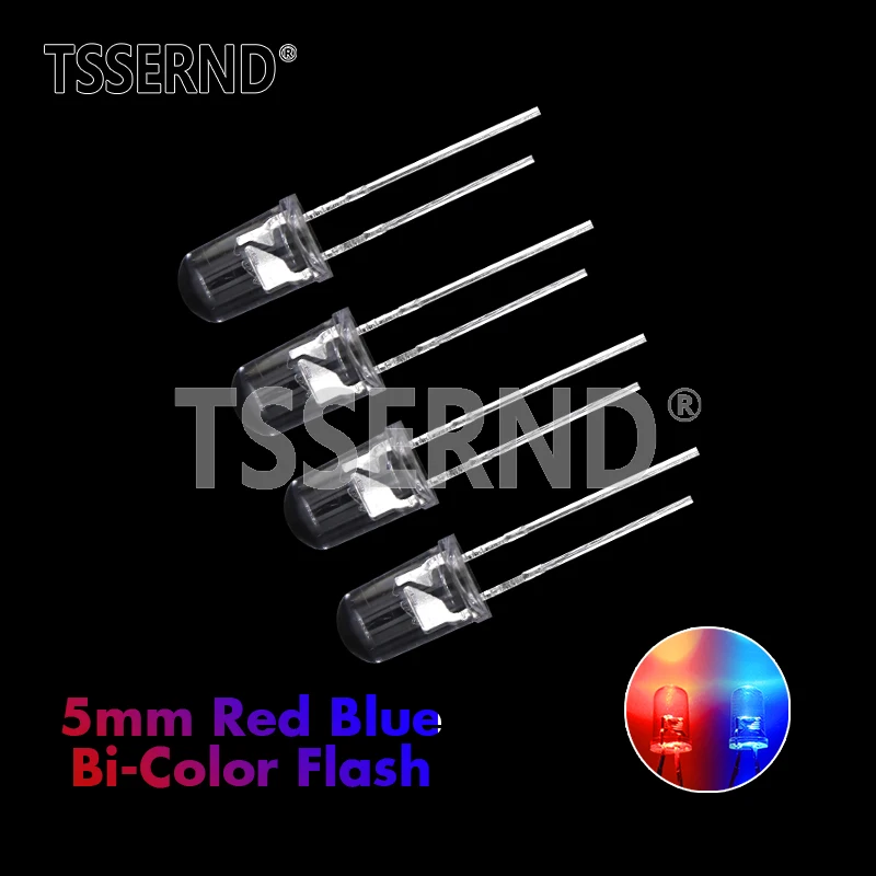 50 Pz F5 5Mm Flash Rosso Blu Bicolore Diodo Emettitore Di Luce Automatico Lampeggiante Led Flash Control Lampeggiante 5Mm Led Diodo Fai Da Te