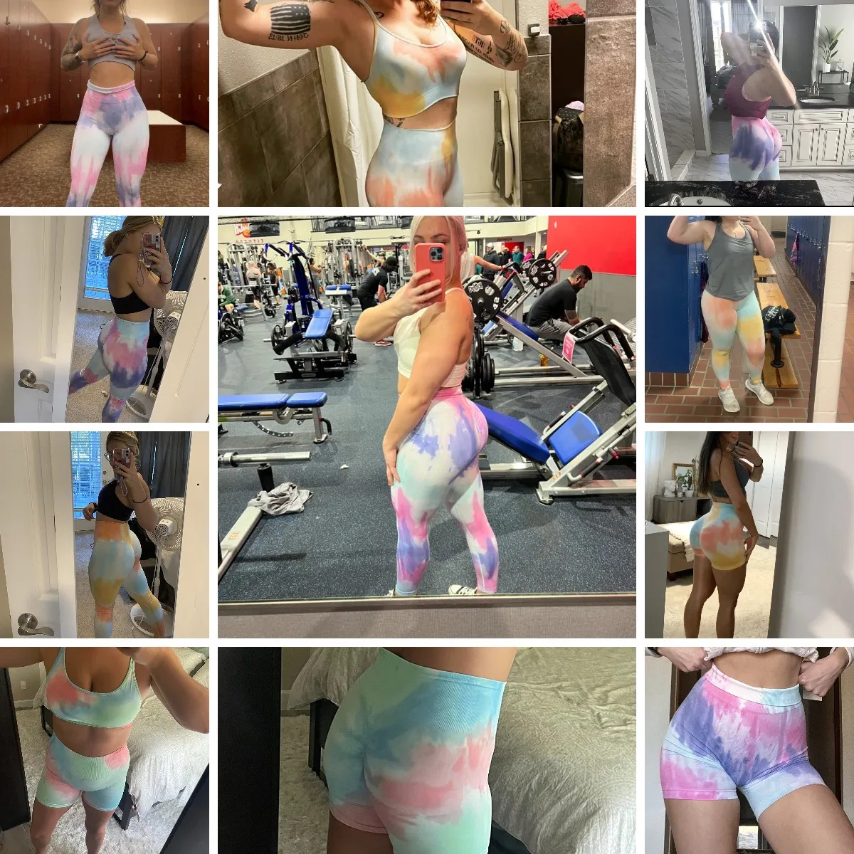 Tie Dye High Waisted Seamless Sport Shorts Fitness Outfit Yoga Leggings Workout Women Scrunch Butt Booty GYM Running Shorts