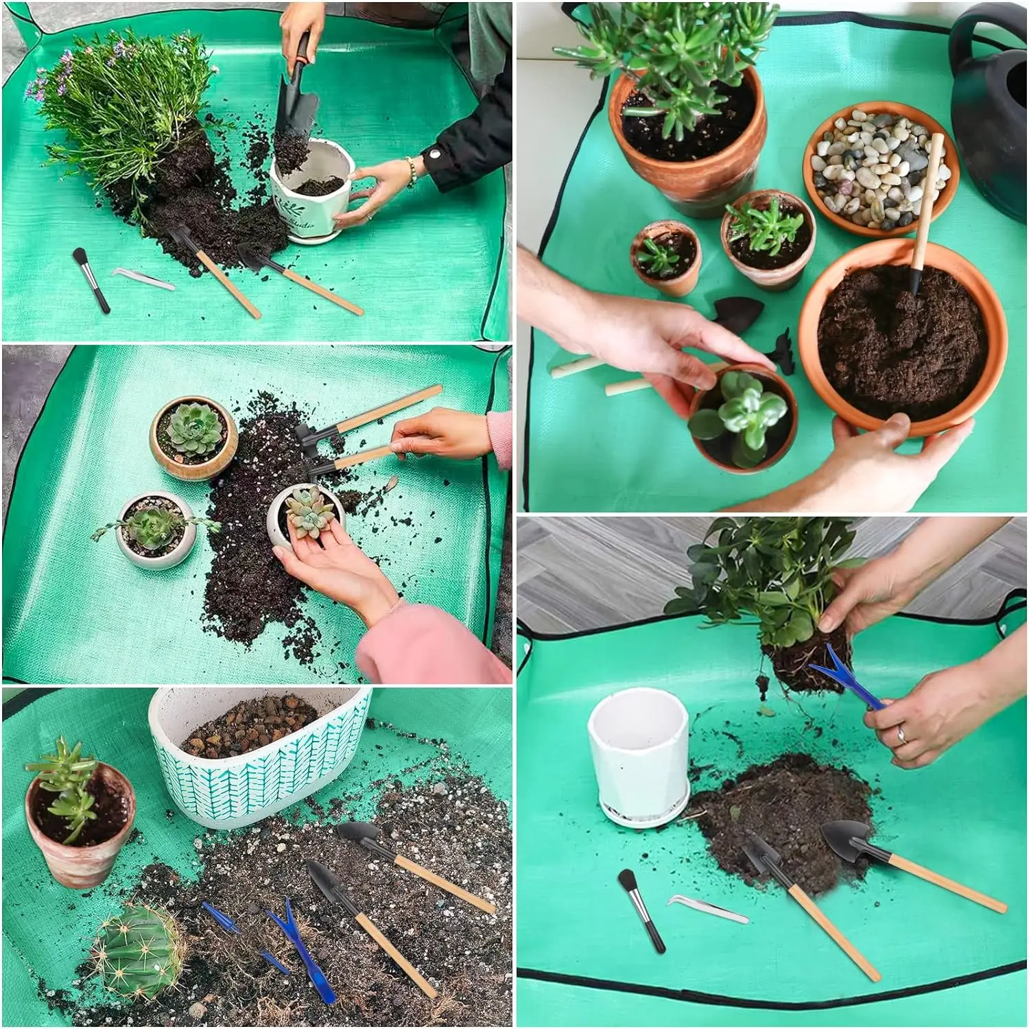 Planting Mat Gardening Mat 1PCS Reusable Planting Mat Transplanting regeneration Waterproof Mats Flower Pot Potting Pad Foldable Gardening Tool