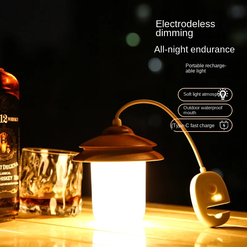 

Cross-Border Outdoor Camping Lantern Portable Tent Light Camp Ambience Light Rechargeable Lighting Portable Canopy Hanging Light