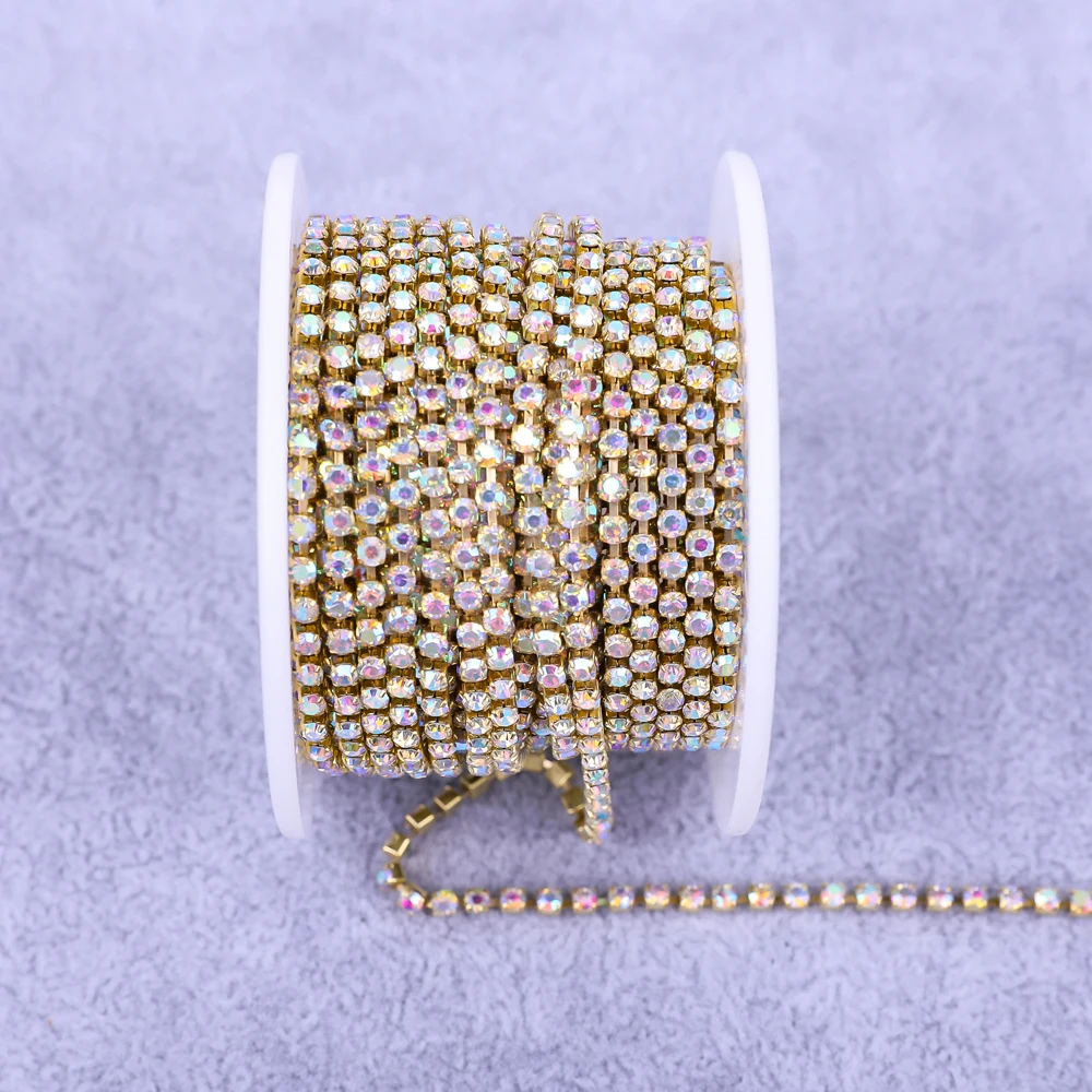 Radiant Gold Rhinestone Decorative Crystal Trim