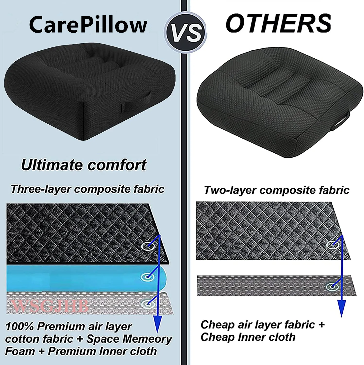 Portable Car Seat Booster Cushion Heightening Height Boost Mat Breathable Driver Expand Field Of View Lift Interior Seat Pad 4