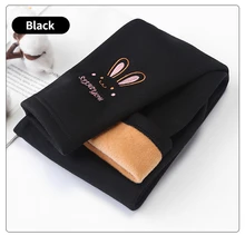  Autumn Winter Baby Girls Leggings Thick Warm Cute Rabbit Pants Kid Girl Plus Velvet Pants Children Solid Trousers 2-8Years 